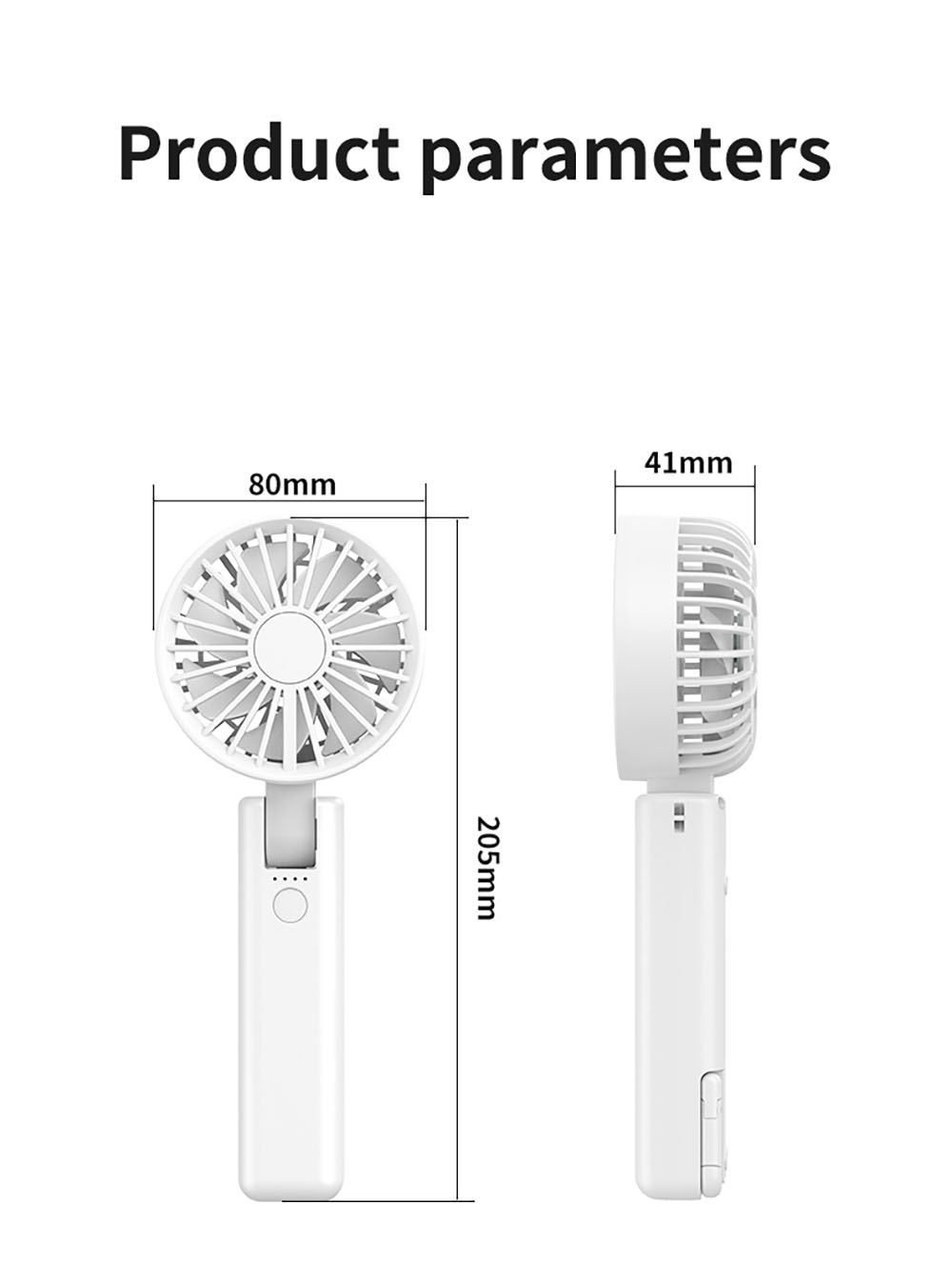 YL09 Portable Rechargeable Handheld Fan, 2000mAh Battery, 180° Foldable, Dual Blades, 4-Speed Adjustment, Black