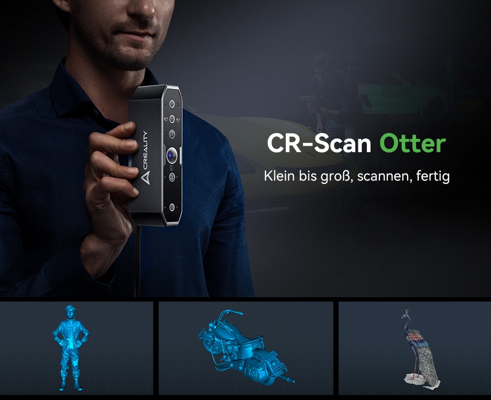 Creality CR Scan Otter 3D-Scanner, 20 fps Scan-Geschwindigkeit, 0,02 mm Genauigkeit, 4-Linsen-Stereovision, 24-Bit-Vollfarbscannen, 8 Infrarotlichter