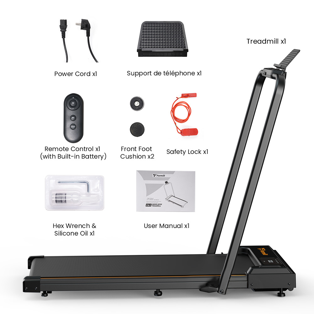Formill FT-51 2-in-1 Walking Pad Treadmill, 2.5 HP Motor, Folding Treadmill up to 10 km/h, with LED Display and Remote Control, MAX 120KG, Ideal treadmill for Home and Office