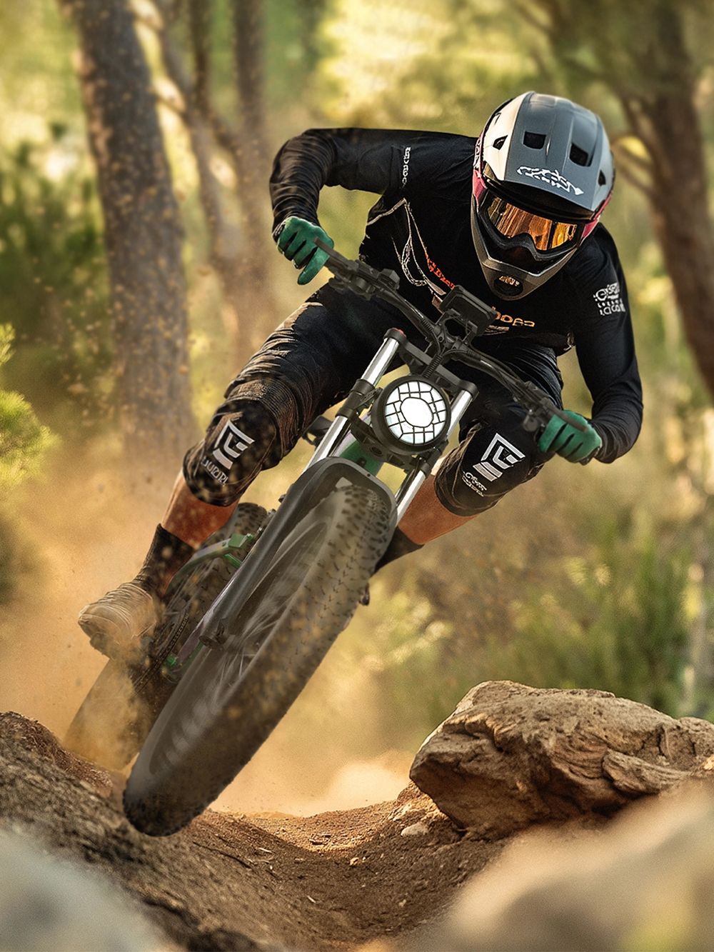 DUOTTS E26 Electric Bike, Bafang 750W Motor Torgue Sensor SAMSUNG 48V 20Ah Battery, 26*4.0 inch Tires, 55km/h Max Speed, 120km Max Range, TEKTRO Hydraulic Disc Brakes, Front and Rear Suspension, Shimano 8-speed - Green Purple