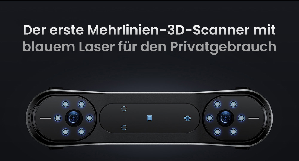 Creality Raptor 3D-Scanner, Hybrid Blue Laser NIR, 60fps Scangeschwindigkeit, Objekte zwischen 5-2000mm, 24-Bit Vollfarbscan, 0,02mm Genauigkeit, Anti-Verwacklung