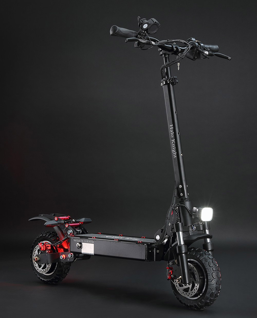 Halo Knight T104 Trottinette électrique, Pneus tout-terrain 10 pouces, Moteur 1000W*2, Vitesse maximale 65km/h, Télécommande, Batterie 52V 21Ah, Autonomie 45km - Noir