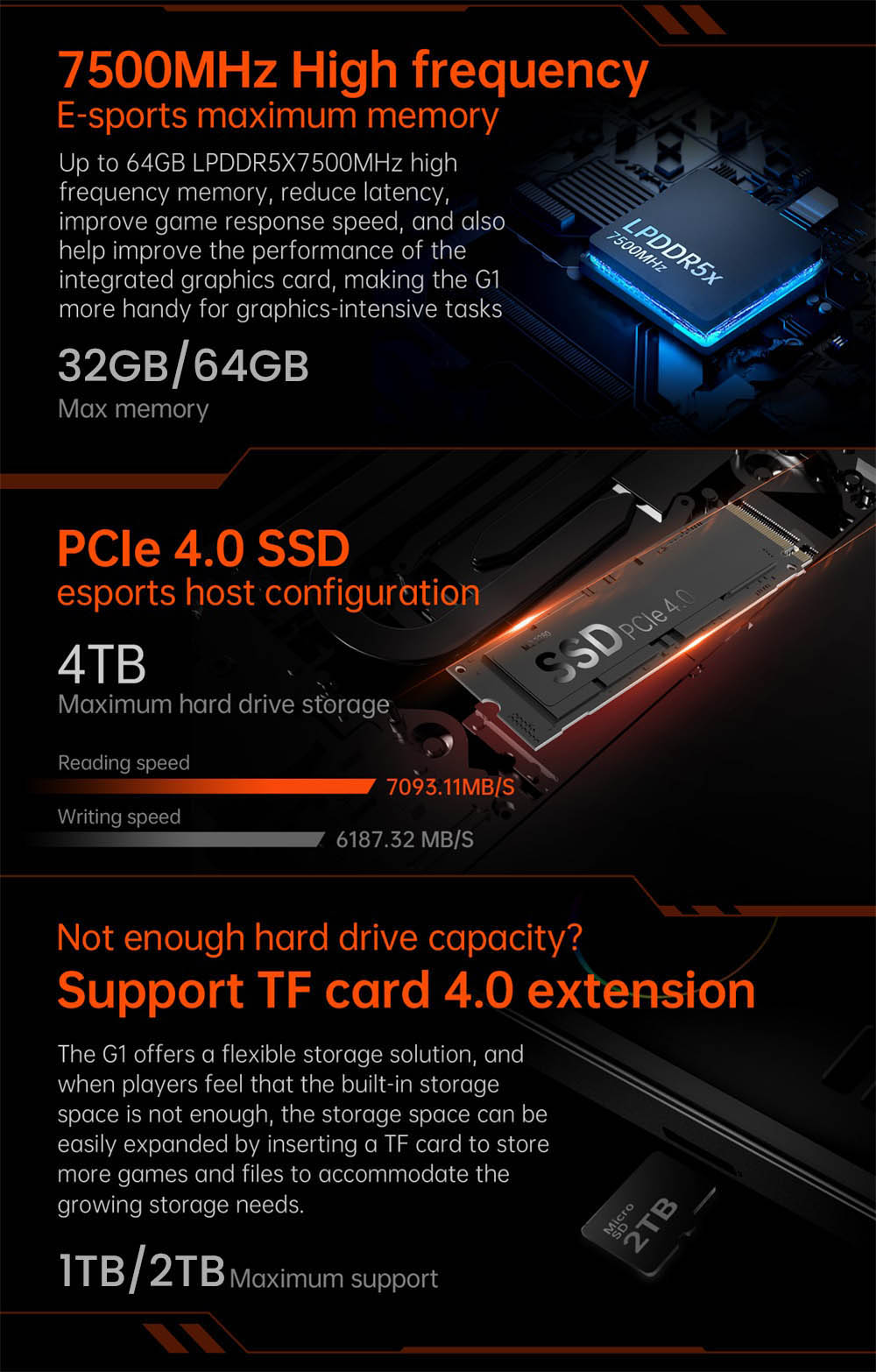 One Netbook OneXPlayer G1 Handheld Gaming PC, AMD Ryzen 7 8840U 8 Cores Max 5.1GHz, 8.8'' 2560*1600 144Hz Screen, 32GB LPDDR5X 7500MHz RAM 1TB SSD, WiFi 6E, 2*USB-C, 1*USB3.2, 1*TF Card, 1* Oculink, 1*3.5mm Audio, Fingerprint Unlock - EU Plug