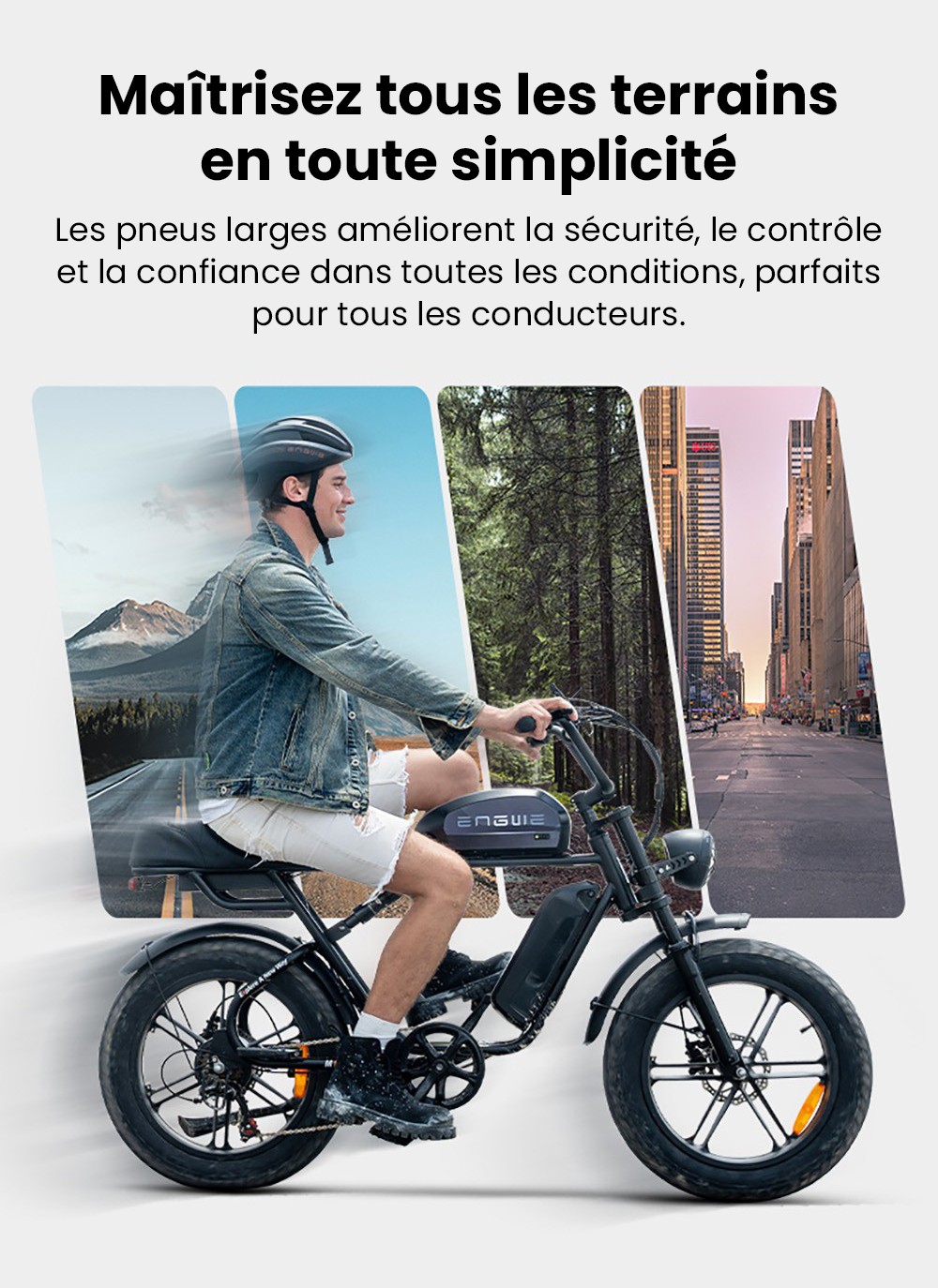 ENGWE M1 Vélo électrique, moteur 250 W, batterie 48 V 15,6 Ah, pneus larges 20 x 4,0 pouces, vitesse maximale 25 km/h, autonomie 90 km, freins à disque hydrauliques, double suspension, Shimano 7 vitesses, écran LCD - Noir