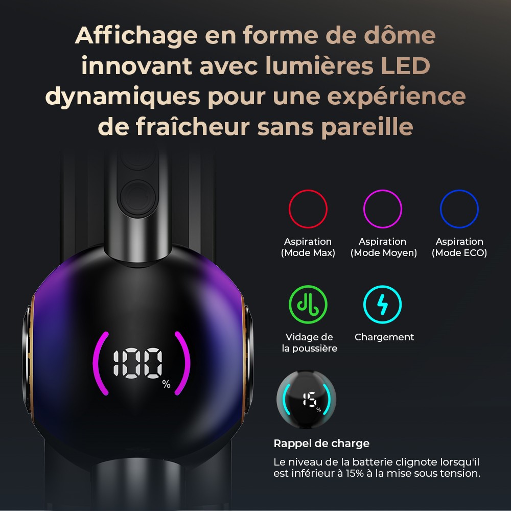 JIGOO V700 Aspirateur sans fil avec station d'aspiration de 2,5 L, vidage automatique de la poussière, puissance d'aspiration de 33 KPa, brosse anti-enchevêtrement, double éclairage LED, jusqu'à 55 minutes d'autonomie, idéal pour sols durs, tapis, an