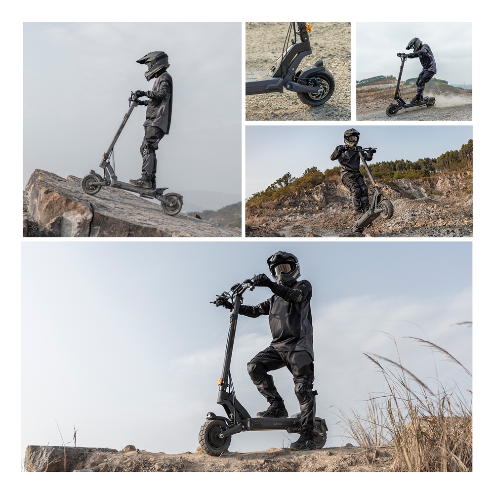 Ausom L2 Max Trottinette électrique, moteur 2 x 1 000 W, batterie 48 V 20,8 Ah, pneus 3 x 10 pouces, vitesse maximale 65 km/h, autonomie 90 km, freins à disque avant et arrière, suspension à bras oscillant, support AirTag dissimulé