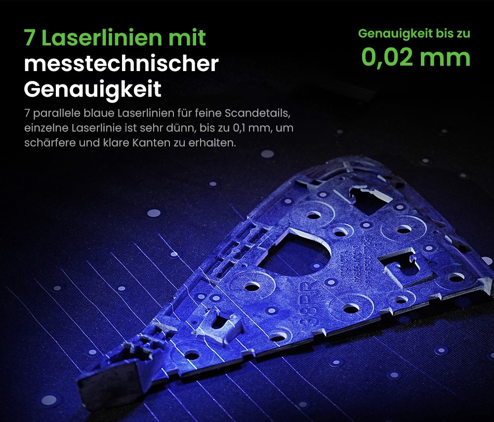 Creality Raptor 3D-Scanner, Hybrid Blue Laser NIR, 60fps Scangeschwindigkeit, Objekte zwischen 5-2000mm, 24-Bit Vollfarbscan, 0,02mm Genauigkeit, Anti-Verwacklung