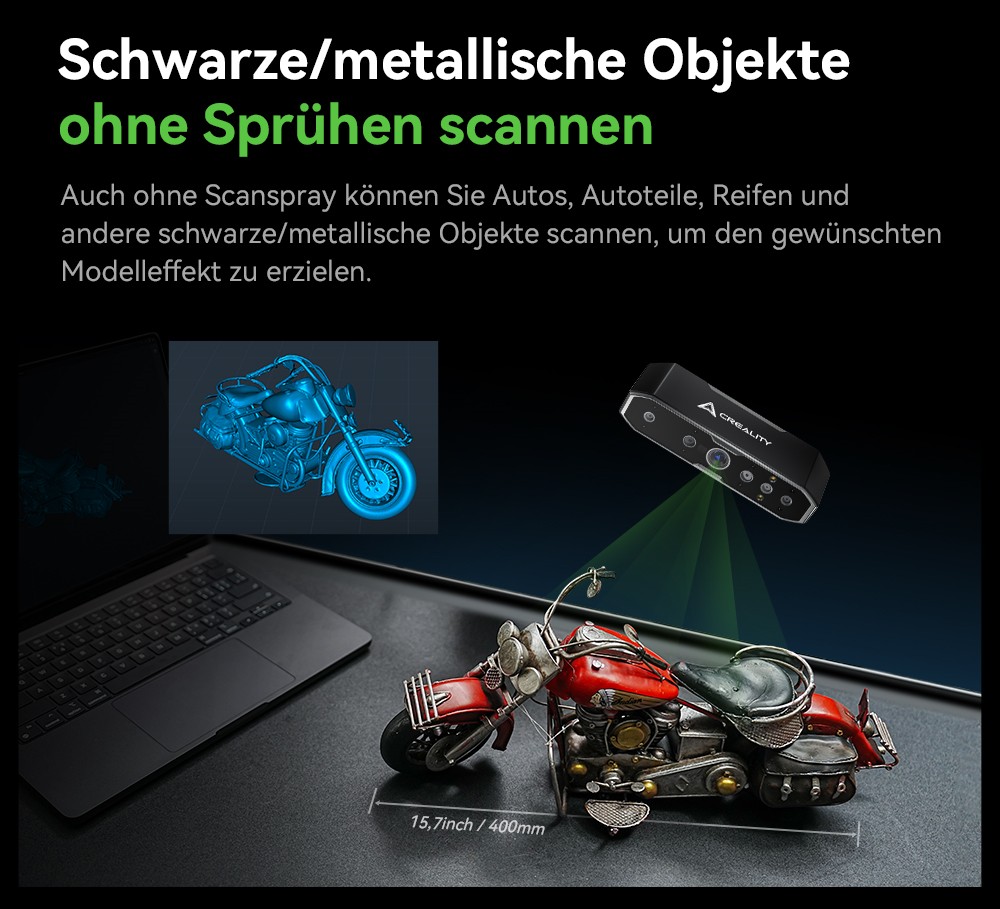 Creality CR Scan Otter 3D-Scanner, 20 fps Scan-Geschwindigkeit, 0,02 mm Genauigkeit, 4-Linsen-Stereovision, 24-Bit-Vollfarbscannen, 8 Infrarotlichter