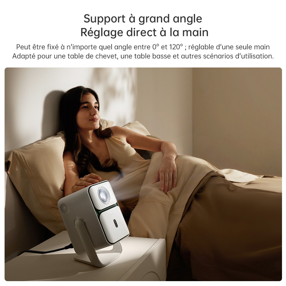 Projecteur Wanbo T2 Ultra, Android TV 11, 500 ANSI, 1080P natif, support rotatif à 120°, mise au point automatique et correction trapézoïdale, WiFi double bande, haut-parleur 2*5W