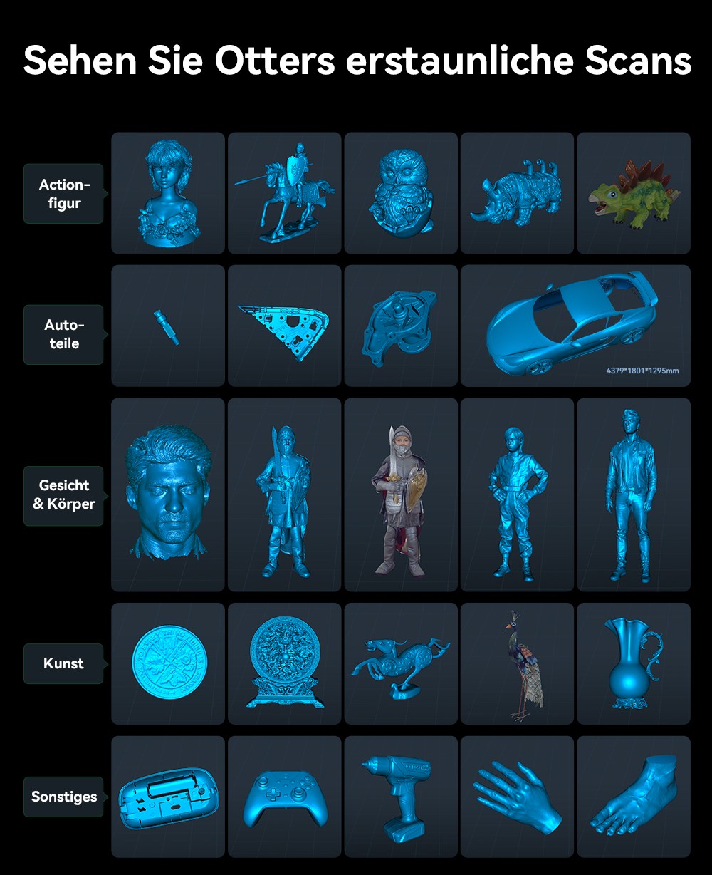 Creality CR Scan Otter 3D-Scanner, 20 fps Scan-Geschwindigkeit, 0,02 mm Genauigkeit, 4-Linsen-Stereovision, 24-Bit-Vollfarbscannen, 8 Infrarotlichter