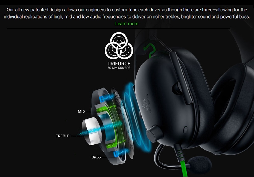 Razer BlackShark V2 X Gaming Headset, 7.1 Surround Sound, 50mm Drivers, Memory Foam Cushion, 3.5mm Audio Jack - Black