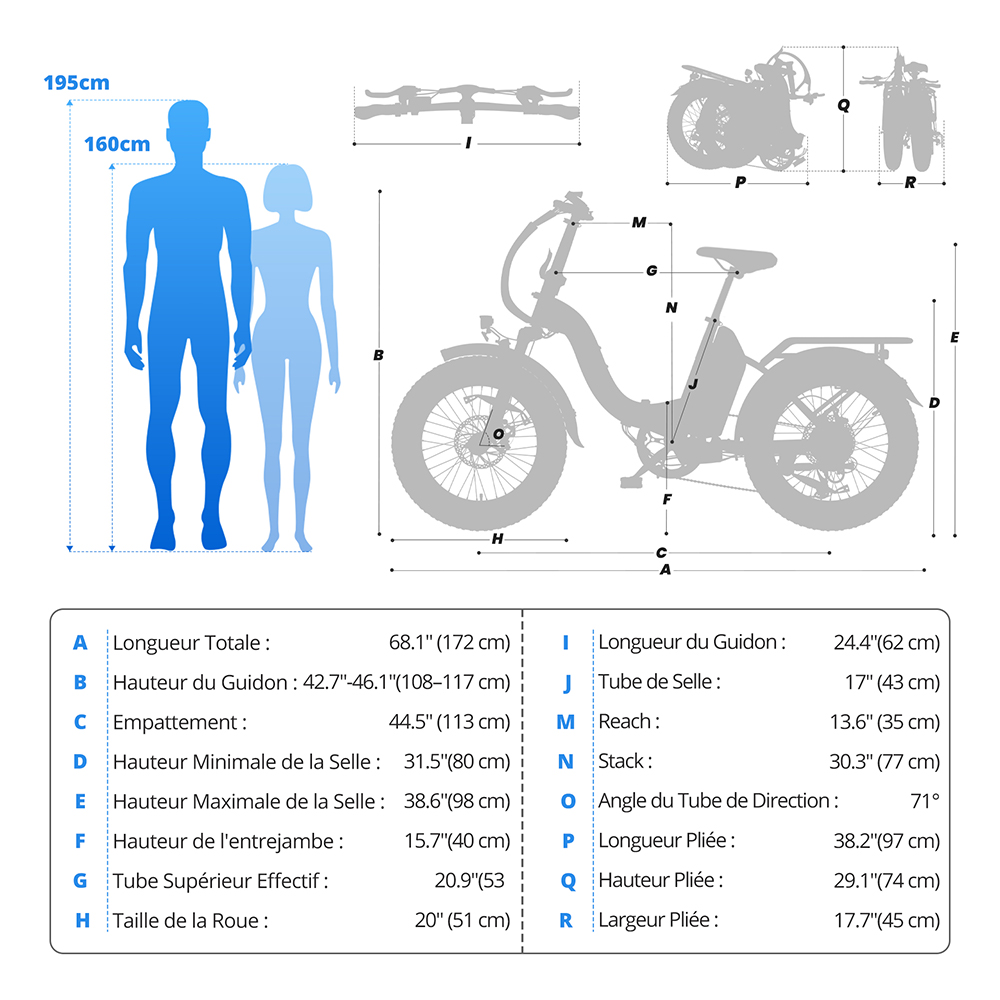 Vélo électrique Touroll S2, puissance maximale de 650 W, batterie 48 V 15 Ah, pneu 20 x 4,0 pouces, vitesse maximale de 25 km/h, autonomie maximale de 150 km, frein à disque mécanique et frein électrique, amortisseur mécanique, Shimano 7 vitesses