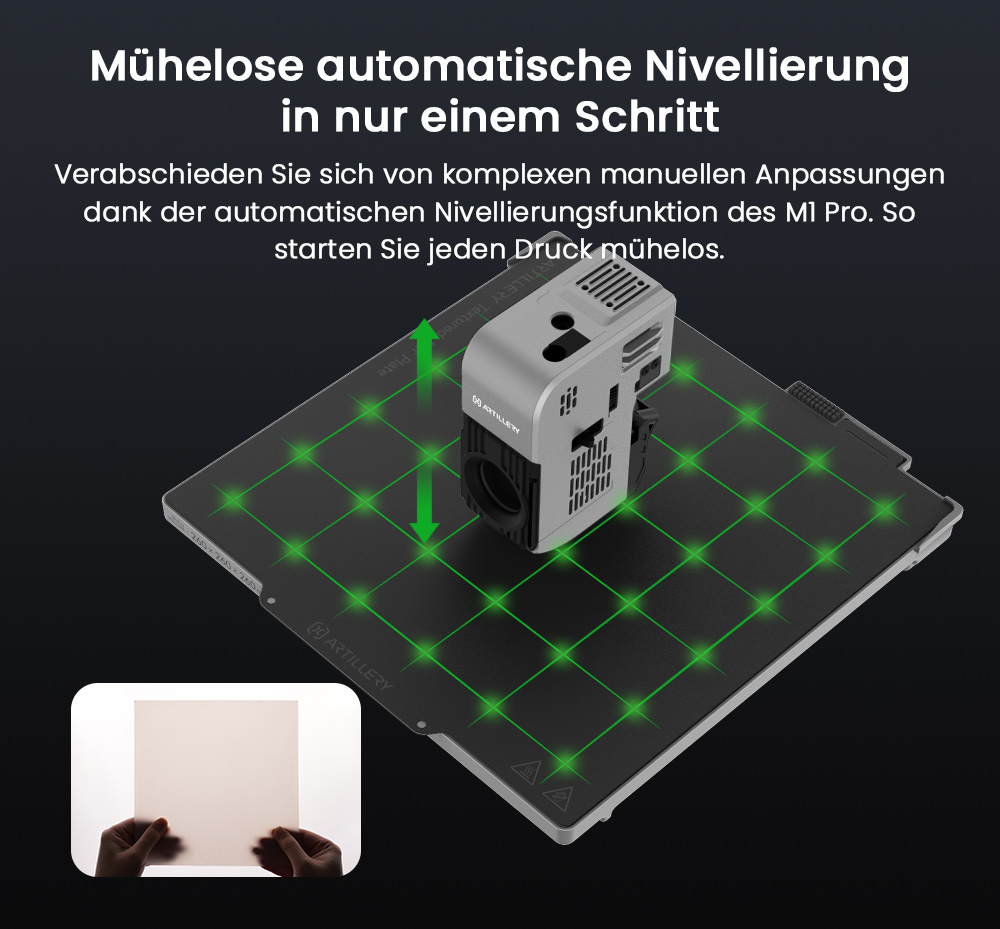 Artillery M1 Pro 3D Drucker, 600 mm/s Hochgeschwindigkeit, automatische Nivellierung, intelligente Temperatur-/Smart-Loop-Steuerung, monolithischer Aluminiumgussrahmen, WLAN, 260*260*260mm