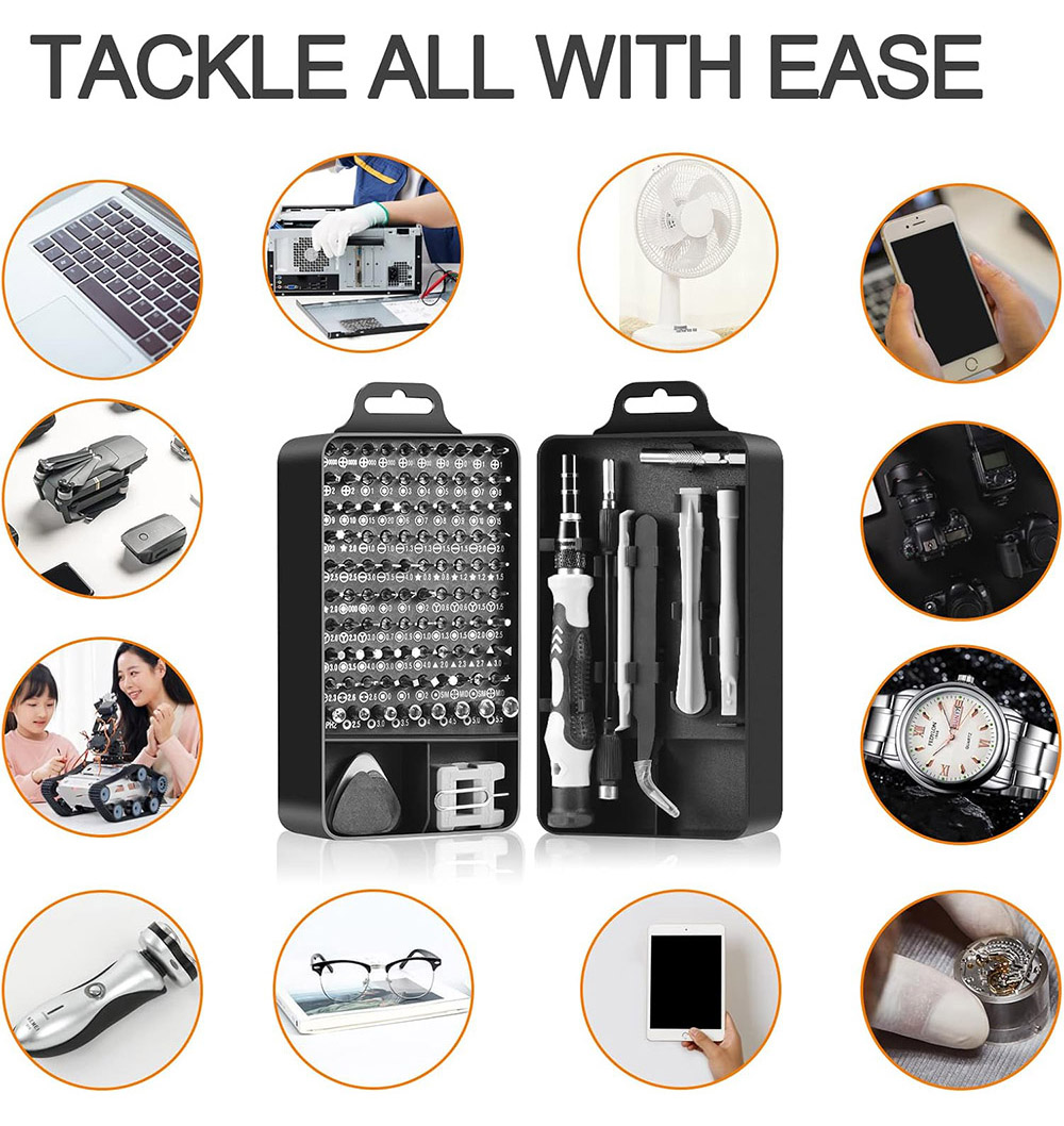115 in 1 Precision Screwdriver Set, Magnetic Repair Tool Kit for Electronics, Computer, iPhone, Laptop, Game Console, Watch, Eyeglasses, Modding, and DIY Projects