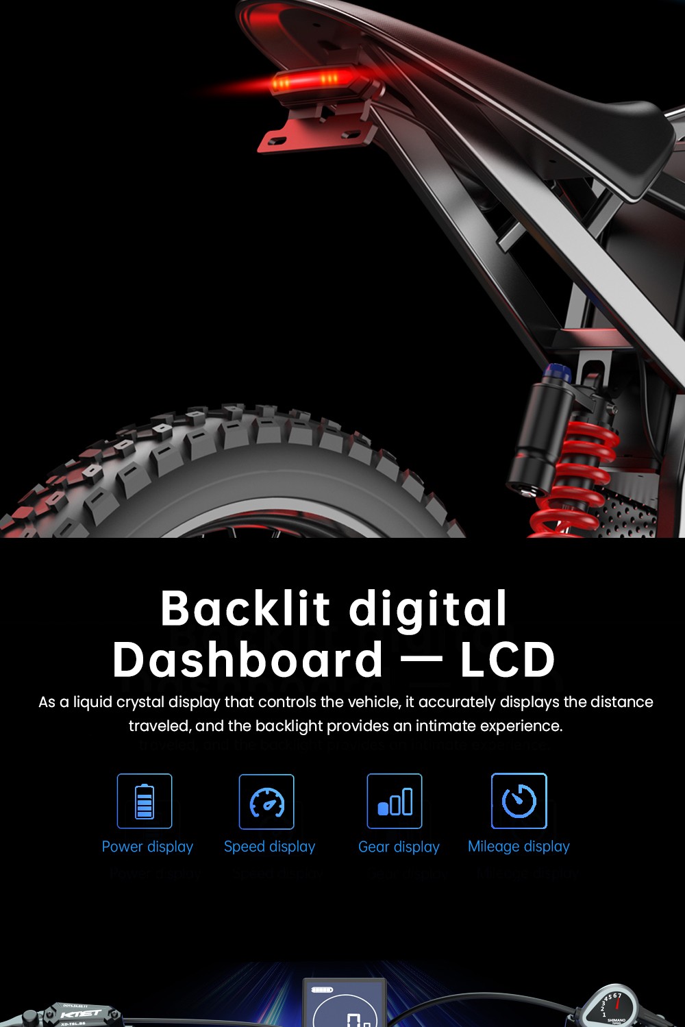 EKXBIKE X21 Max Electric Bike, 3000W Motor, 60V 30AH Battery, 19*2 inch MTB Tire, 85km/h Max Speed, 90km Range, Hydraulic Brakes, Hydraulic Shock Absorber, Shimano 7-speed, LCD Display