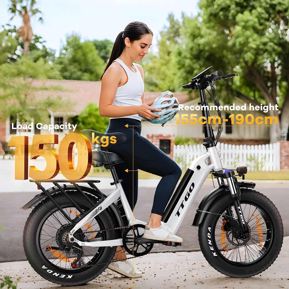 TTGO F6 Electric Bike, 250W Motor, 36V 25Ah Battery, 20*4 inch Tires, 25km/h Max Speed, 130km Max Range, Hydraulic Disc Brake, Front Shock Absorber, Torque Sensor, Shimano 7-speed, LCD Display - Grey