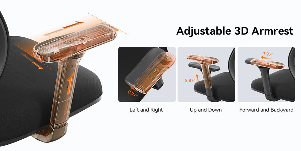 NEWTRAL MAGICH003 Ergonomic Chair, Auto-Following Backrest, Adaptive Lower Back Support, Adjustable Headrest Seat Depth, 3D Armrest Recliner, 3 Positions to Lock