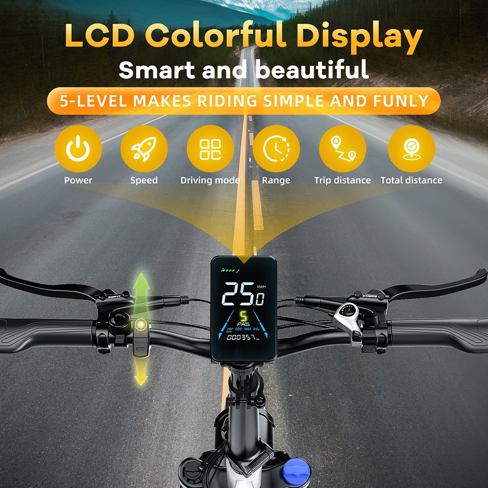 TTGO F6 Electric Bike, 250W Motor, 36V 25Ah Battery, 20*4 inch Tires, 25km/h Max Speed, 130km Max Range, Hydraulic Disc Brake, Front Shock Absorber, Torque Sensor, Shimano 7-speed, LCD Display - Grey