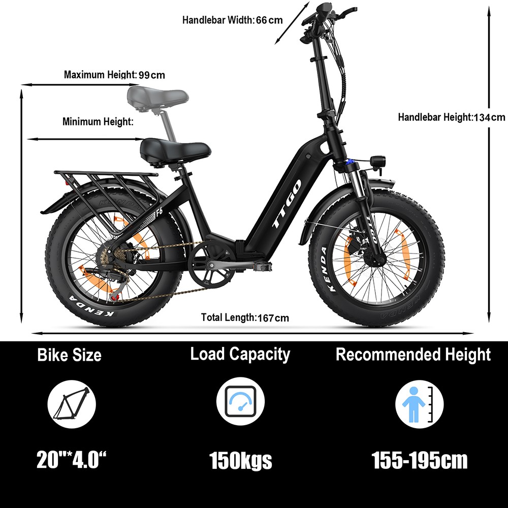 TTGO F6 Electric Bike, 250W Motor, 36V 25Ah Battery, 20*4 inch Tires, 25km/h Max Speed, 130km Max Range, Hydraulic Disc Brake, Front Shock Absorber, Torque Sensor, Shimano 7-speed, LCD Display - Grey