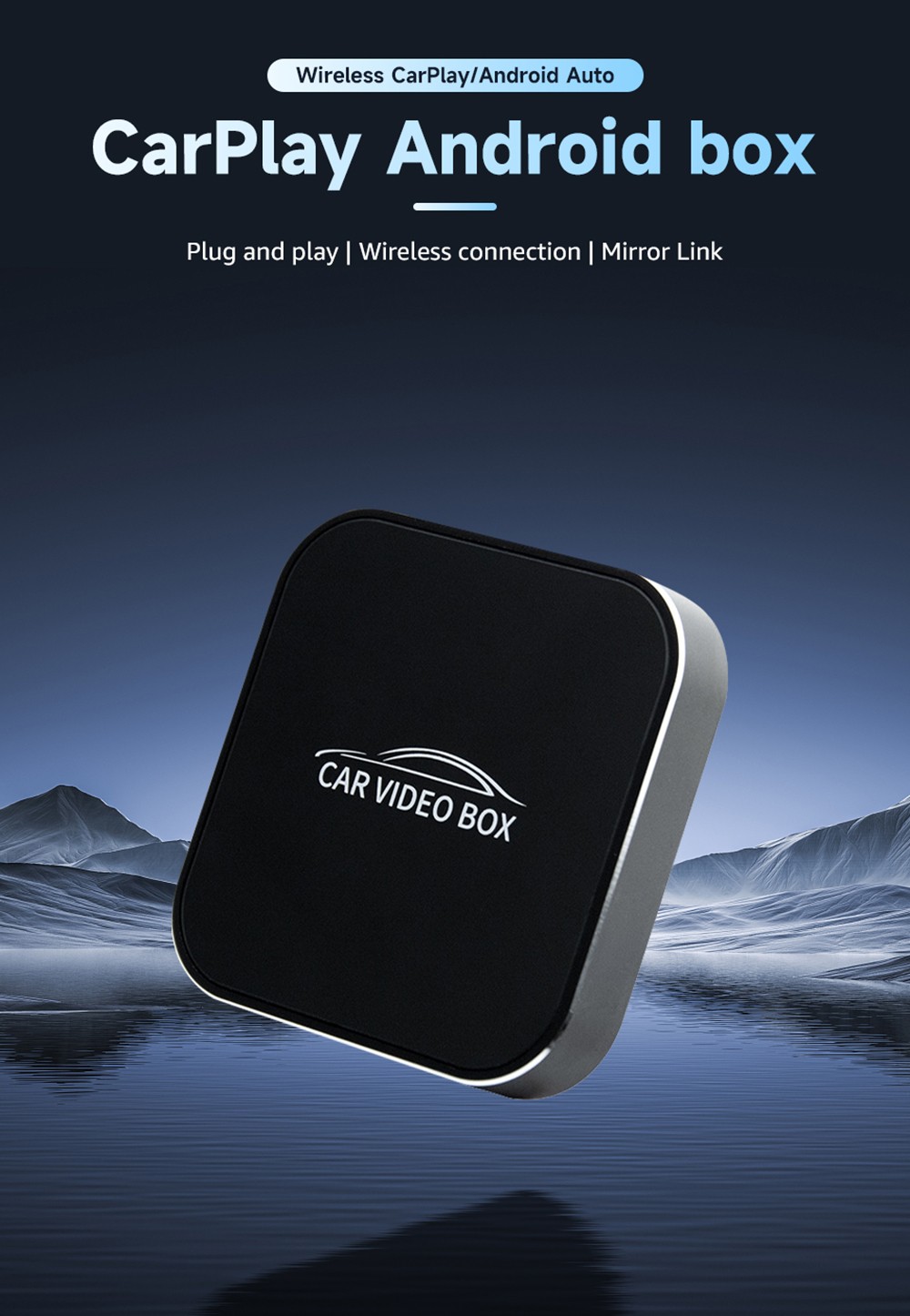 AB038 Wireless CarPlay Android Auto Box, Car Multimedia System with Mirror Link, Plug & Play USB Adapter, Dual WiFi 2.4G/5G, Bluetooth 5.0, Supports TF Card & Online Videos