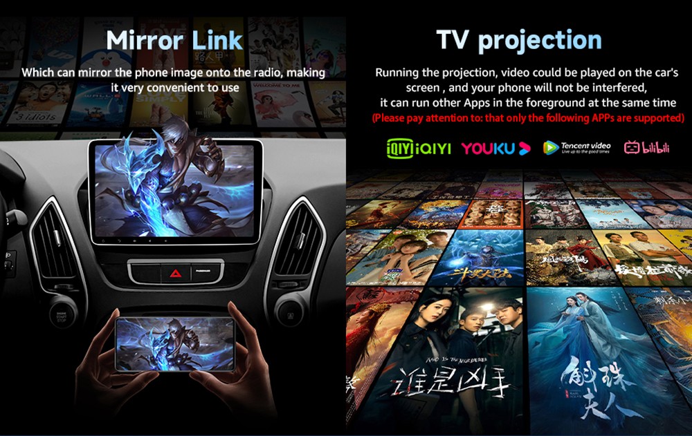 AB038 Wireless CarPlay Android Auto Box, Car Multimedia System with Mirror Link, Plug & Play USB Adapter, Dual WiFi 2.4G/5G, Bluetooth 5.0, Supports TF Card & Online Videos