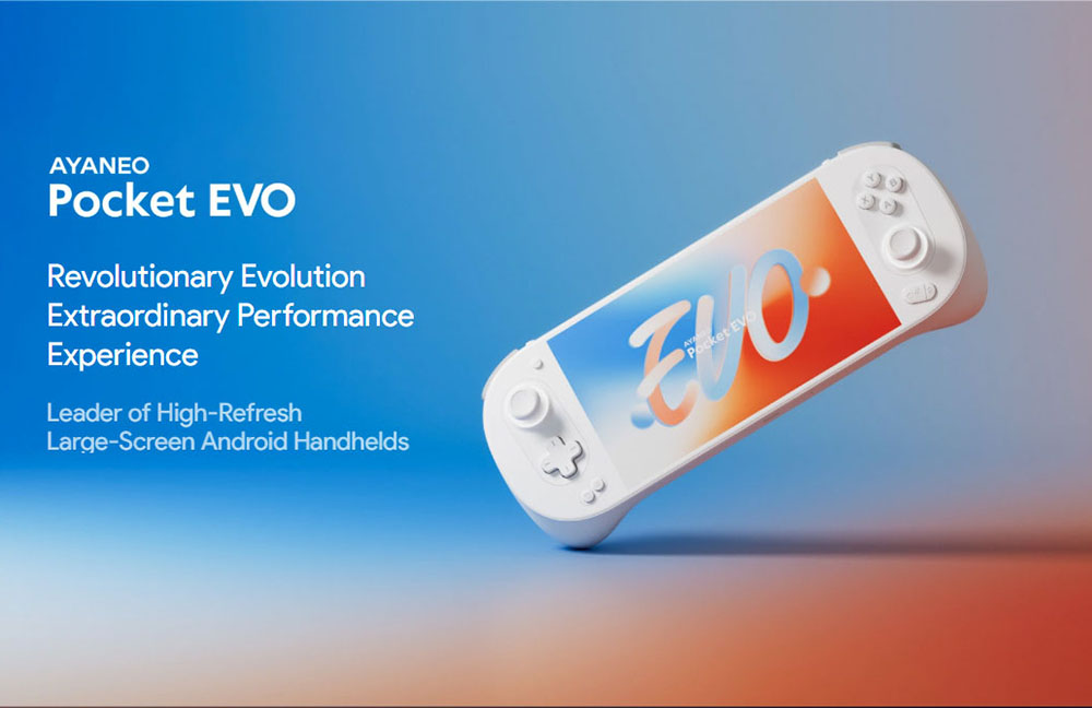 AYANEO Pocket EVO Android 13 Handheld Game Console, 7 inch 1080P OLED 165Hz Screen, Qualcomm Snapdragon G3x Gen 2 Gaming Platform, 12GB LPDDR5X RAM 256GB UFS 4.0 Storage, RGB Hall Joystick & Linear Hall Trigger, 8600mAh Battery - White