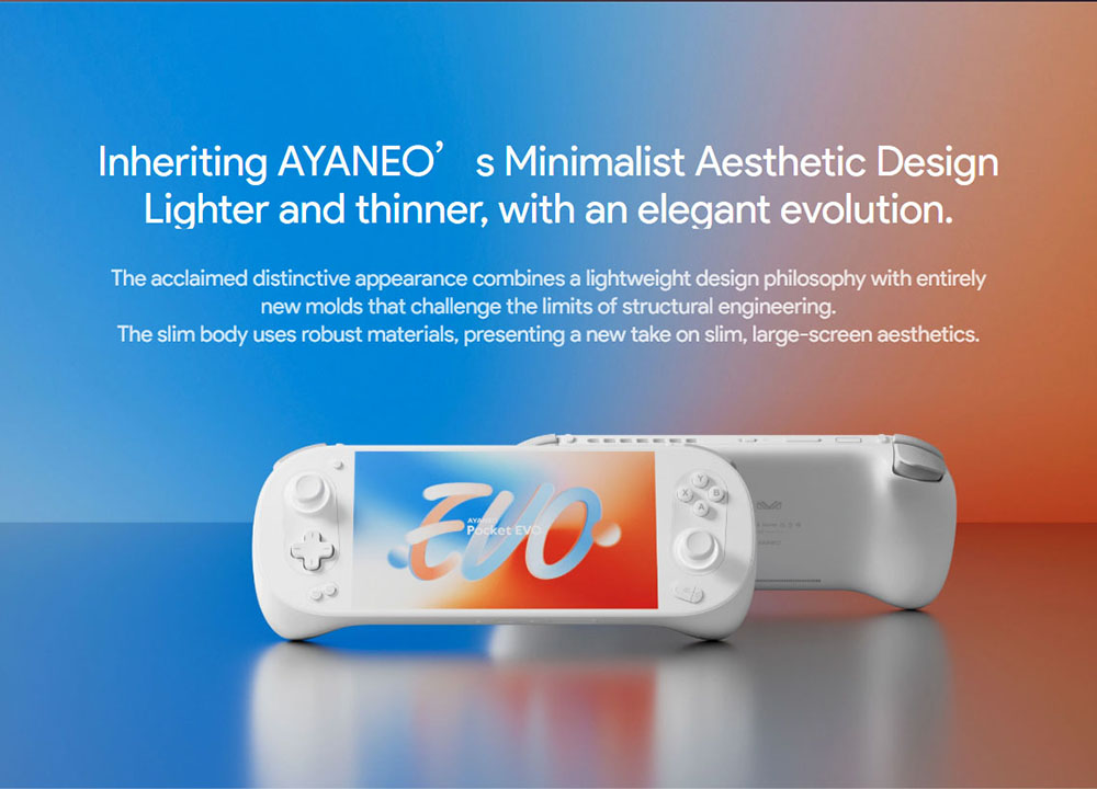AYANEO Pocket EVO Android 13 Handheld Game Console, 7 inch 1080P OLED 165Hz Screen, Qualcomm Snapdragon G3x Gen 2 Gaming Platform, 12GB LPDDR5X RAM 256GB UFS 4.0 Storage, RGB Hall Joystick & Linear Hall Trigger, 8600mAh Battery - White