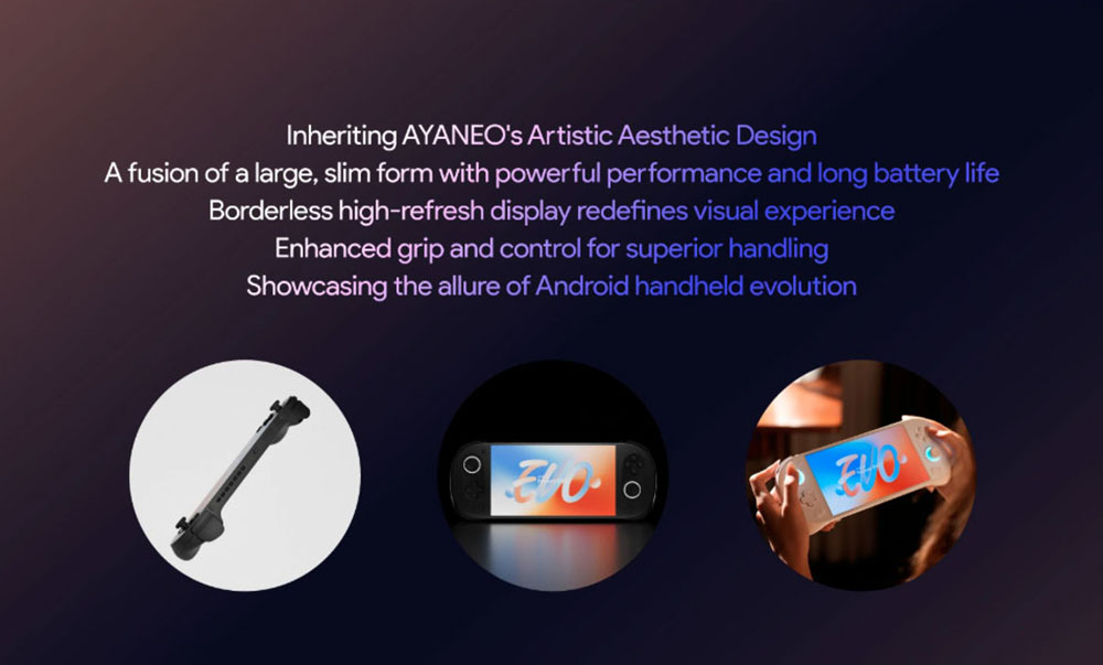 AYANEO Pocket EVO Android 13 Handheld Game Console, 7 inch 1080P OLED 165Hz Screen, Qualcomm Snapdragon G3x Gen 2 Gaming Platform, 16GB LPDDR5X RAM 1TB UFS 4.0 Storage, RGB Hall Joystick & Linear Hall Trigger, 8600mAh Battery - Black