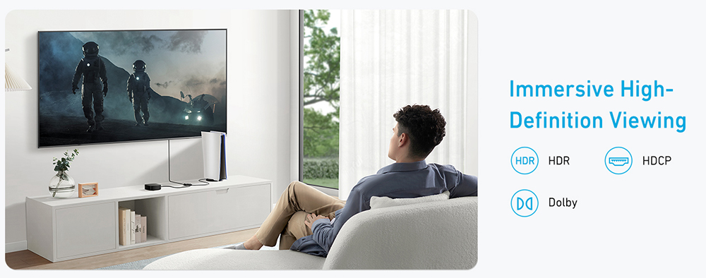 Anker 83H1 2-in-1-out 4K@60Hz HDMI Switcher, Supports HDR, 3D, Dolby, Compatible with Laptops, PC, Xbox Series, PS5 / PS4, Projector