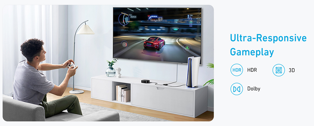 Anker 83H1 2-in-1-out 4K@60Hz HDMI Switcher, Supports HDR, 3D, Dolby, Compatible with Laptops, PC, Xbox Series, PS5 / PS4, Projector