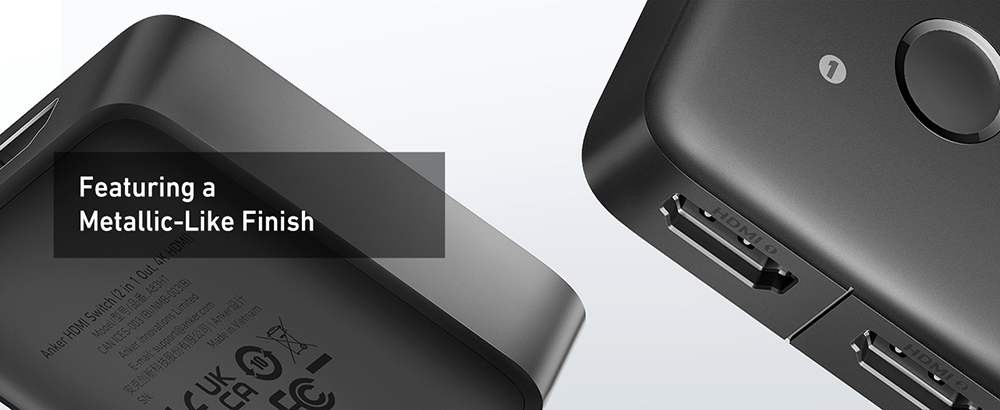 Anker 83H1 2-in-1-out 4K@60Hz HDMI Switcher, Supports HDR, 3D, Dolby, Compatible with Laptops, PC, Xbox Series, PS5 / PS4, Projector