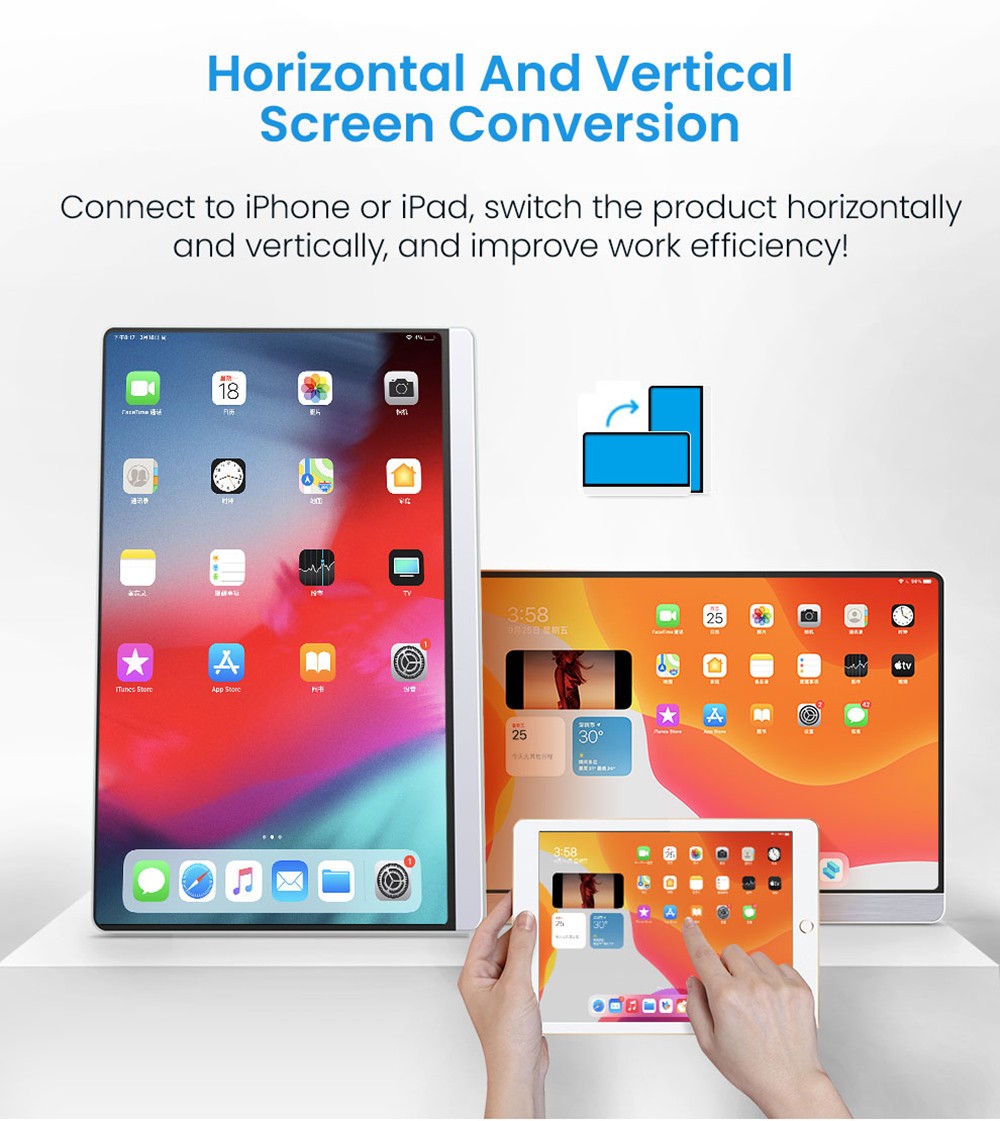 AOSIMAN 161FIJ 16.1 inch Portable Screen, 1920*1080 IPS Screen, 60Hz Refresh Rate, 100% sRGB, 1000:1 Contrast, 178° Viewing Angle