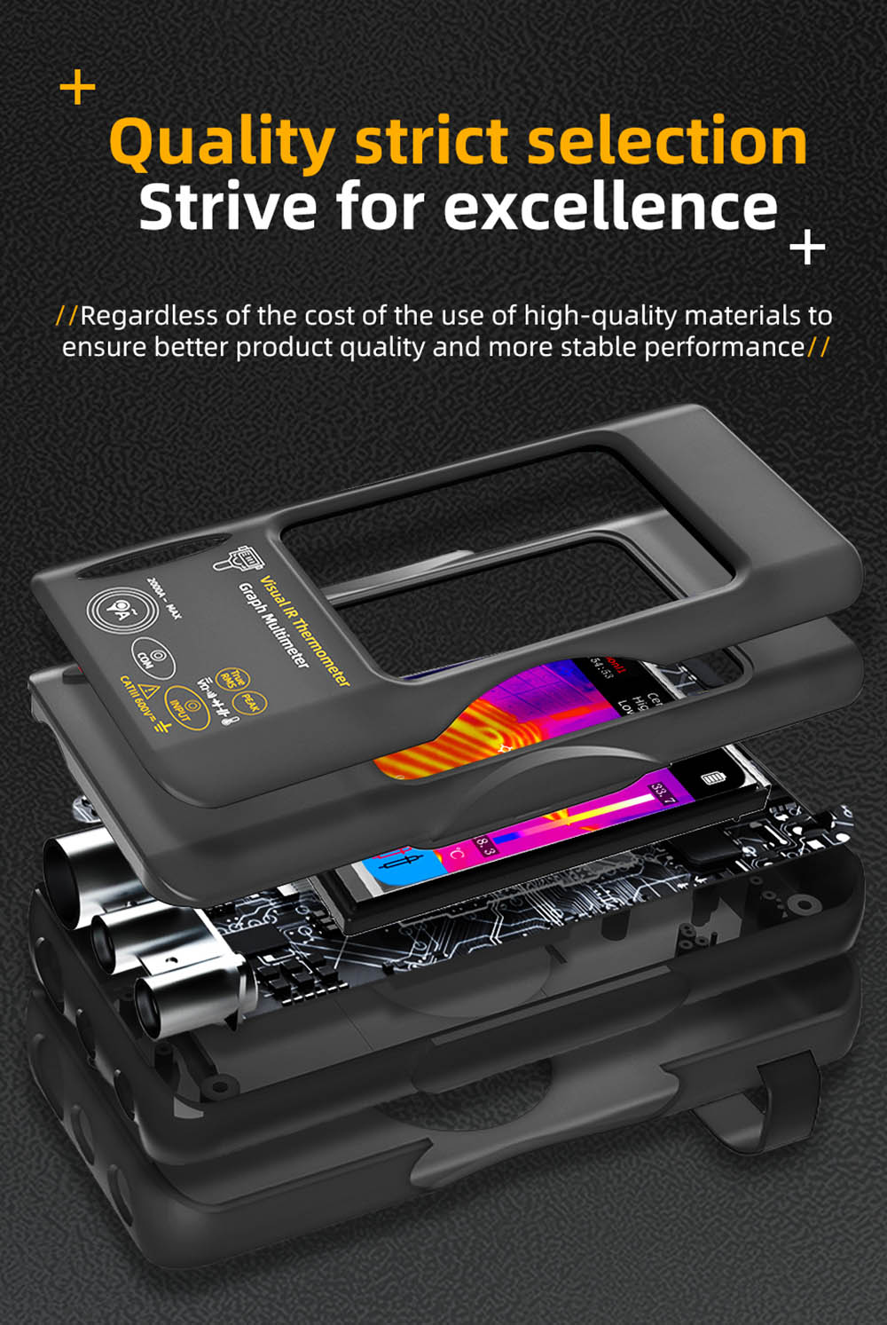 BSIDE SH7 Infrared Thermal Imager Multimeter, 240x240Pixel, 15 Color Modes, 3.98' TFT Touch Screen, USB Rechargeable Battery, Outdoor Indoor Use, with Macro Lens