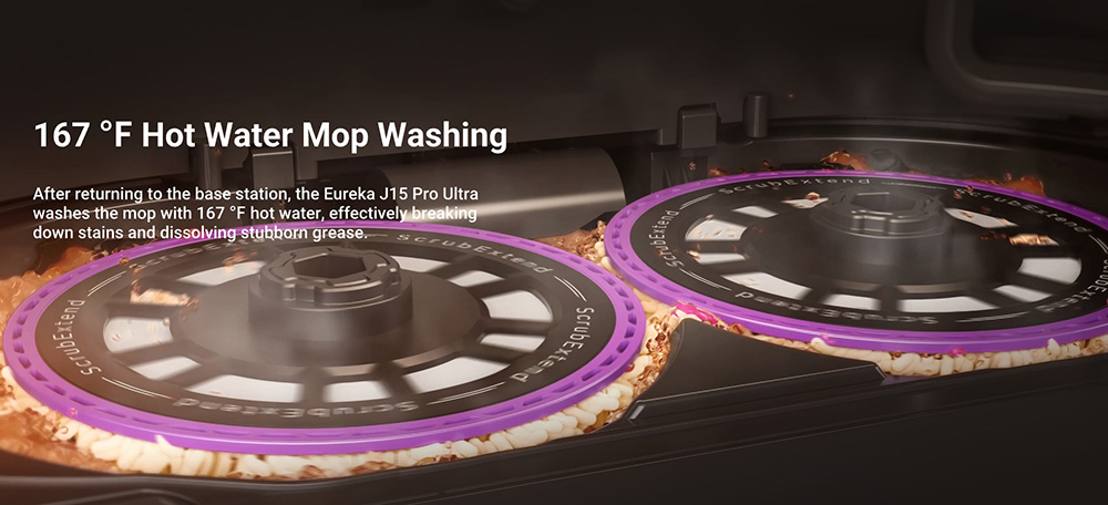 Eureka J15 Pro Ultra Robot Aspirateur et Laveur avec Base d'Auto-vidange, Aspiration 16.200Pa, Lavage à Eau Chaude & Séchage à l'Air, Anti-Enchevêtrement, Évitement d'Obstacles par IA, Noir