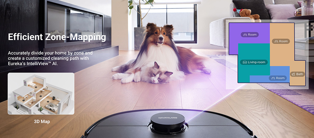 Eureka J15 Pro Ultra Robot Aspirateur et Laveur avec Base d'Auto-vidange, Aspiration 16.200Pa, Lavage à Eau Chaude & Séchage à l'Air, Anti-Enchevêtrement, Évitement d'Obstacles par IA, Noir