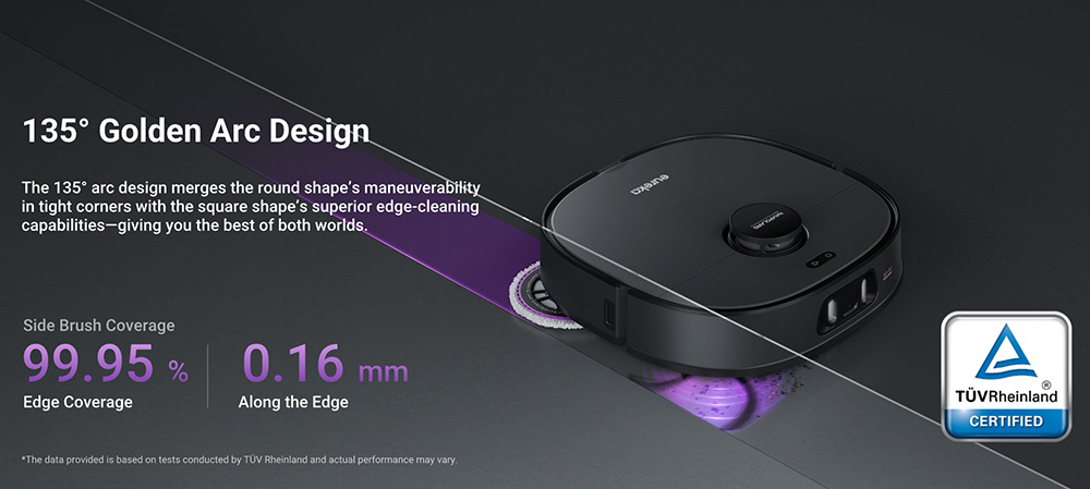 Eureka J15 Pro Ultra Robot Aspirateur et Laveur avec Base d'Auto-vidange, Aspiration 16.200Pa, Lavage à Eau Chaude & Séchage à l'Air, Anti-Enchevêtrement, Évitement d'Obstacles par IA, Noir