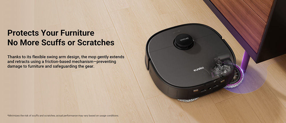 Eureka J15 Pro Ultra Robot Aspirateur et Laveur avec Base d'Auto-vidange, Aspiration 16.200Pa, Lavage à Eau Chaude & Séchage à l'Air, Anti-Enchevêtrement, Évitement d'Obstacles par IA, Noir