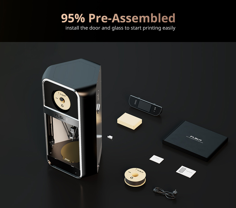 FLSUN S1 Pro Imprimante 3D Delta Ultra-Rapide 1200mm/s, 320*320*430mm, Détection Al, Nivellement Automatique, Firmware Klipper, Bloc Chaud Métallique 350℃, Chauffage par Zone Intelligente, Sécheur de Filament