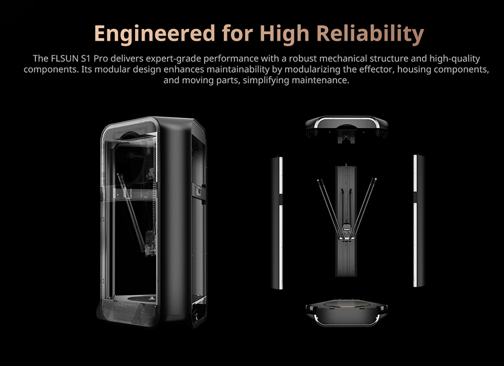 FLSUN S1 Pro Imprimante 3D Delta Ultra-Rapide 1200mm/s, 320*320*430mm, Détection Al, Nivellement Automatique, Firmware Klipper, Bloc Chaud Métallique 350℃, Chauffage par Zone Intelligente, Sécheur de Filament