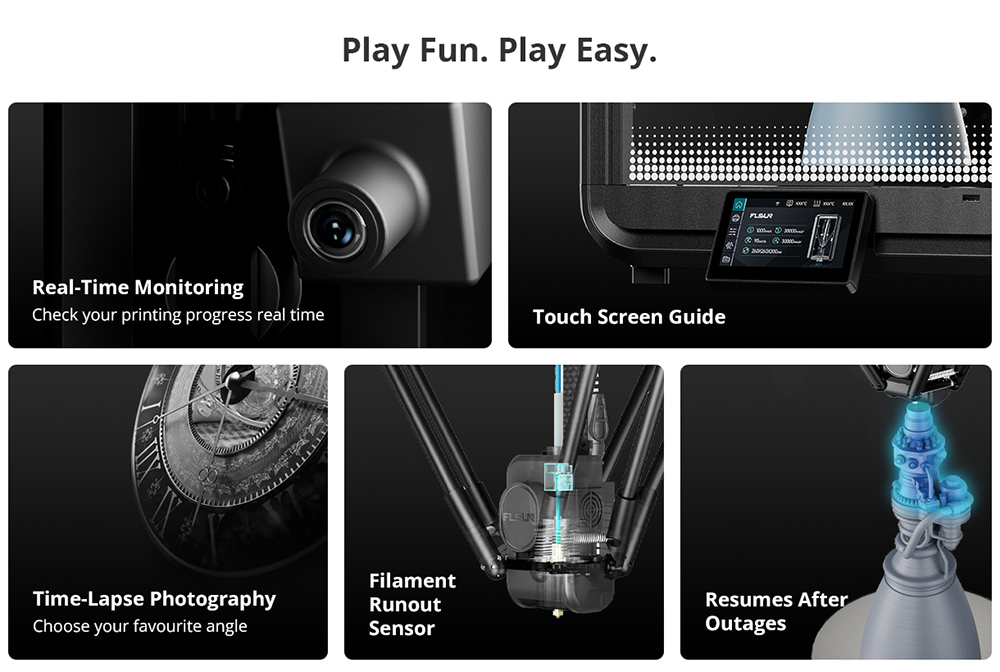 FLSUN T1 Pro 1000 mm/s ultragyors Delta 3D nyomtató, 260 * 260 * 330 mm, CPAP nagynyomású turbóventilátor, alumínium-érzékelés, automatikus szintezés, kétsebességes közvetlen hajtású extruder, 300 ℃ magas hőmérsékletű Hotend