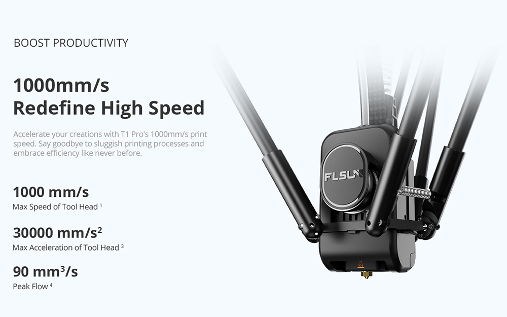 FLSUN T1 Pro 1000 mm/s ultragyors Delta 3D nyomtató, 260 * 260 * 330 mm, CPAP nagynyomású turbóventilátor, alumínium-érzékelés, automatikus szintezés, kétsebességes közvetlen hajtású extruder, 300 ℃ magas hőmérsékletű Hotend