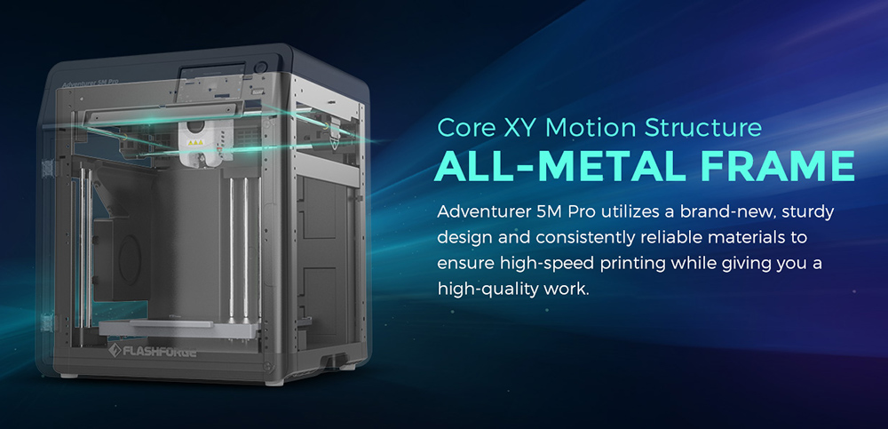 Flashforge Adventurer 5M Pro 3D Printer, Auto Leveling, 600mm/s Max Printing Speed, Remote Camera Monitoring, Filament Runout Reminder, Dual Air Filtration System, Automatic Shutdown, 50dB Silent Printing, WiFi Connection, 220*220*220mm