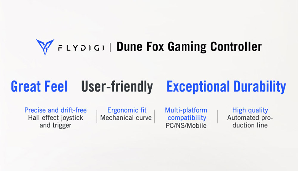 Flydigi Dune Fox Gaming Controller, Hall Effect Joystick & Trigger, 3 Modes Connection, Compatible with PC / Switch / Mobile