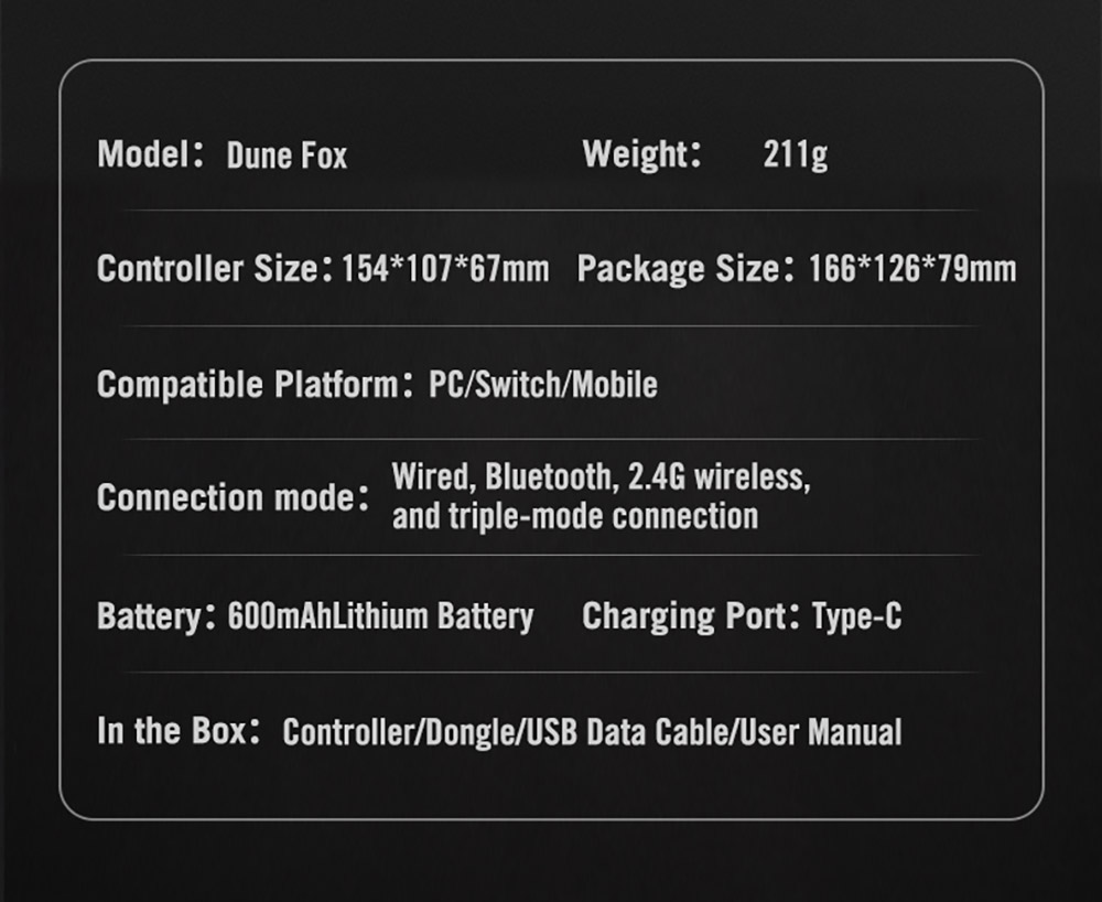 Flydigi Dune Fox Gaming Controller, Hall Effect Joystick & Trigger, 3 Modes Connection, Compatible with PC / Switch / Mobile