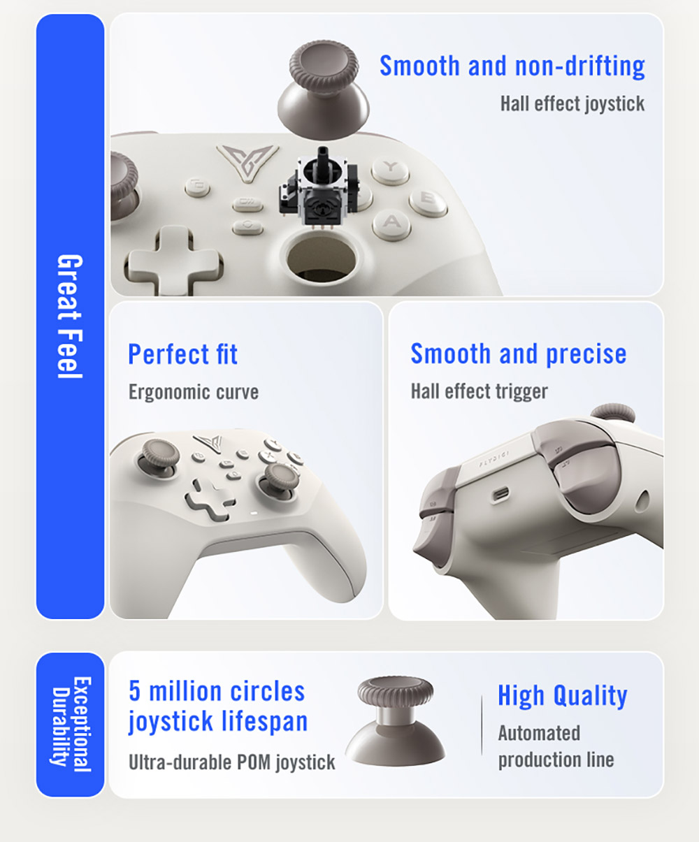 Flydigi Dune Fox Gaming Controller, Hall Effect Joystick & Trigger, 3 Modes Connection, Compatible with PC / Switch / Mobile