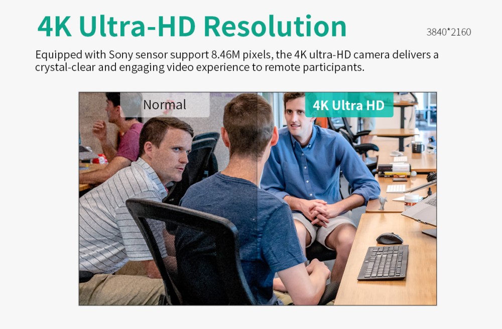 GUCEE G03-4K3X All-in-one Audio-visual Webcam, 4K Ultra HD, 115° Wide Angle, 3x Optical Zoom, 12m Voice Pickup, Plug and Play