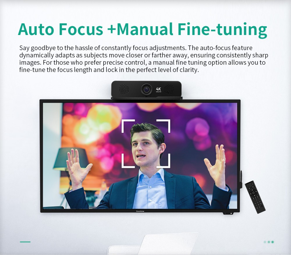 GUCEE G03-4K3X All-in-one Audio-visual Webcam, 4K Ultra HD, 115° Wide Angle, 3x Optical Zoom, 12m Voice Pickup, Plug and Play