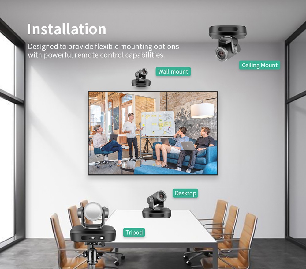 GUCEE G07-4K10X Plus Conference Webcam, 4K Ultra HD, 10x Optical Zoom, Auto Focus, HDR & 3D Noise Reduction