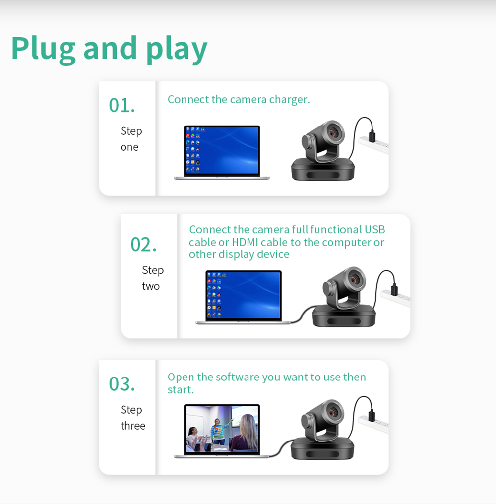 GUCEE G07-4K10X Plus Conference Webcam, 4K Ultra HD, 10x Optical Zoom, Auto Focus, HDR & 3D Noise Reduction