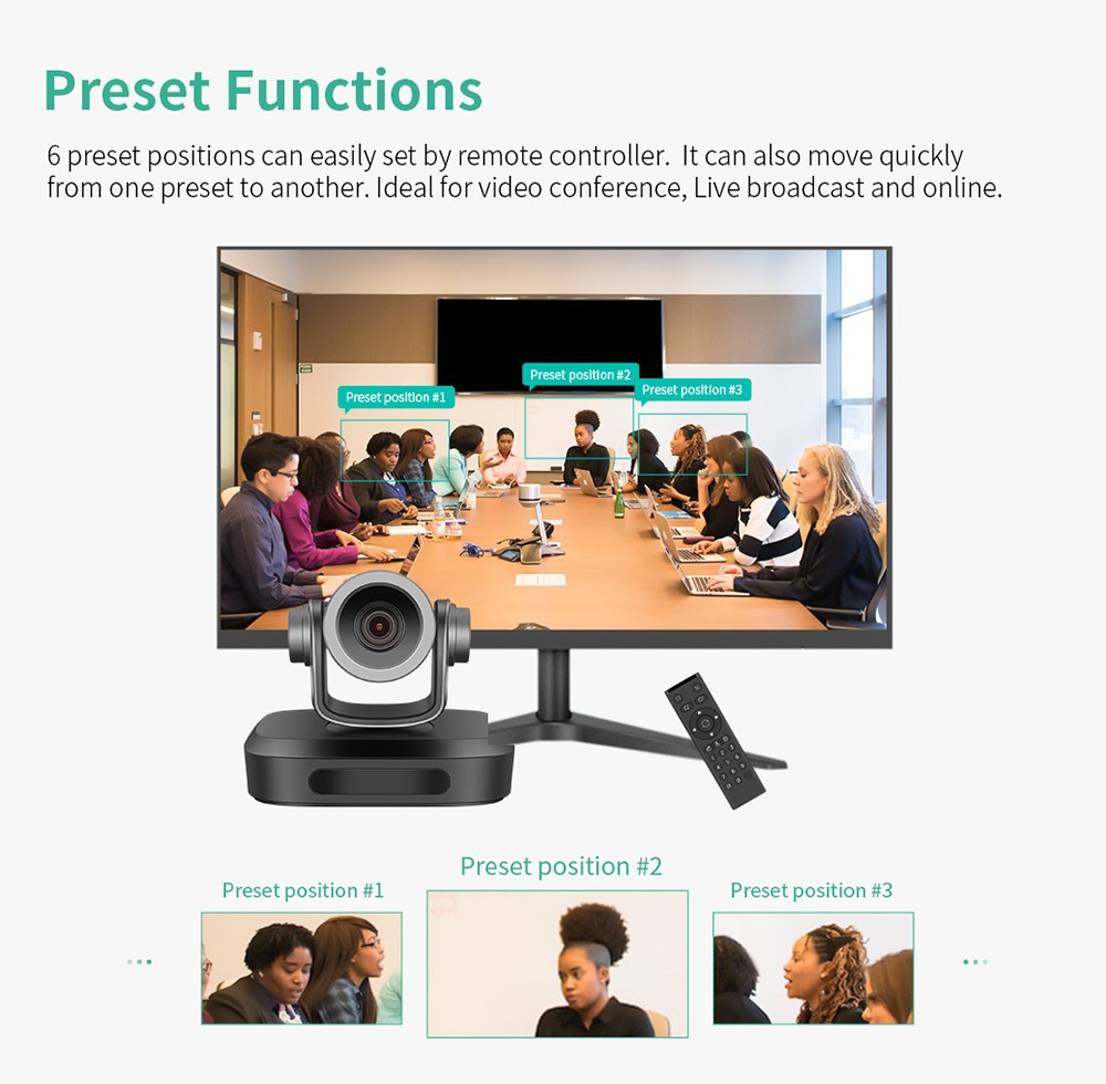 GUCEE G07-4K10X Plus Conference Webcam, 4K Ultra HD, 10x Optical Zoom, Auto Focus, HDR & 3D Noise Reduction